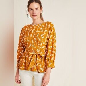 Anthropologie Amber Dolman Sleeved Blouse Gold size Small Petite